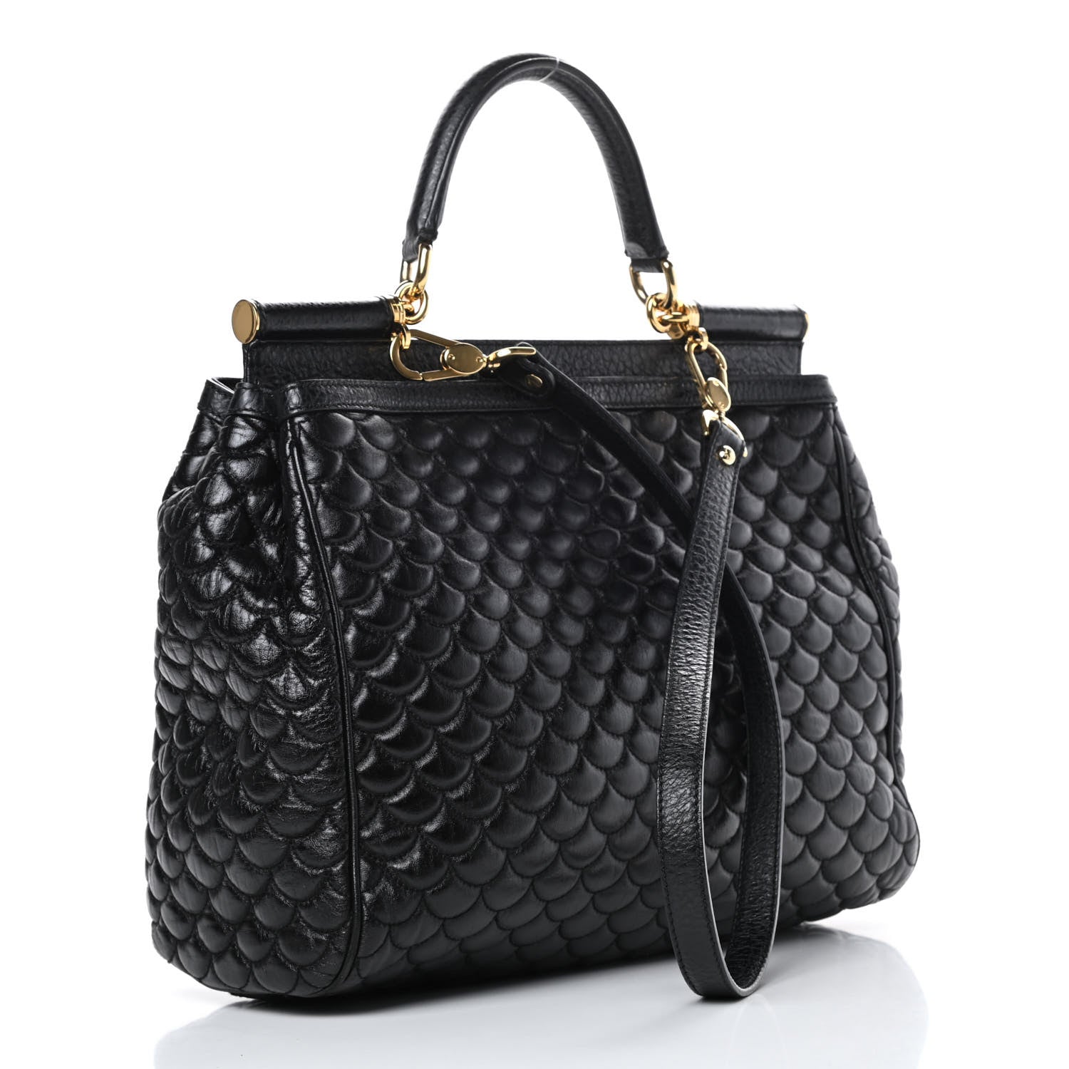 Dolce & Gabbana Calfskin Quilted Extra Large Miss Sicily Satchel Black 3 of 13