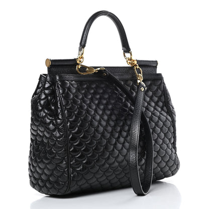 Dolce & Gabbana Calfskin Quilted Extra Large Miss Sicily Satchel Black 3 of 13