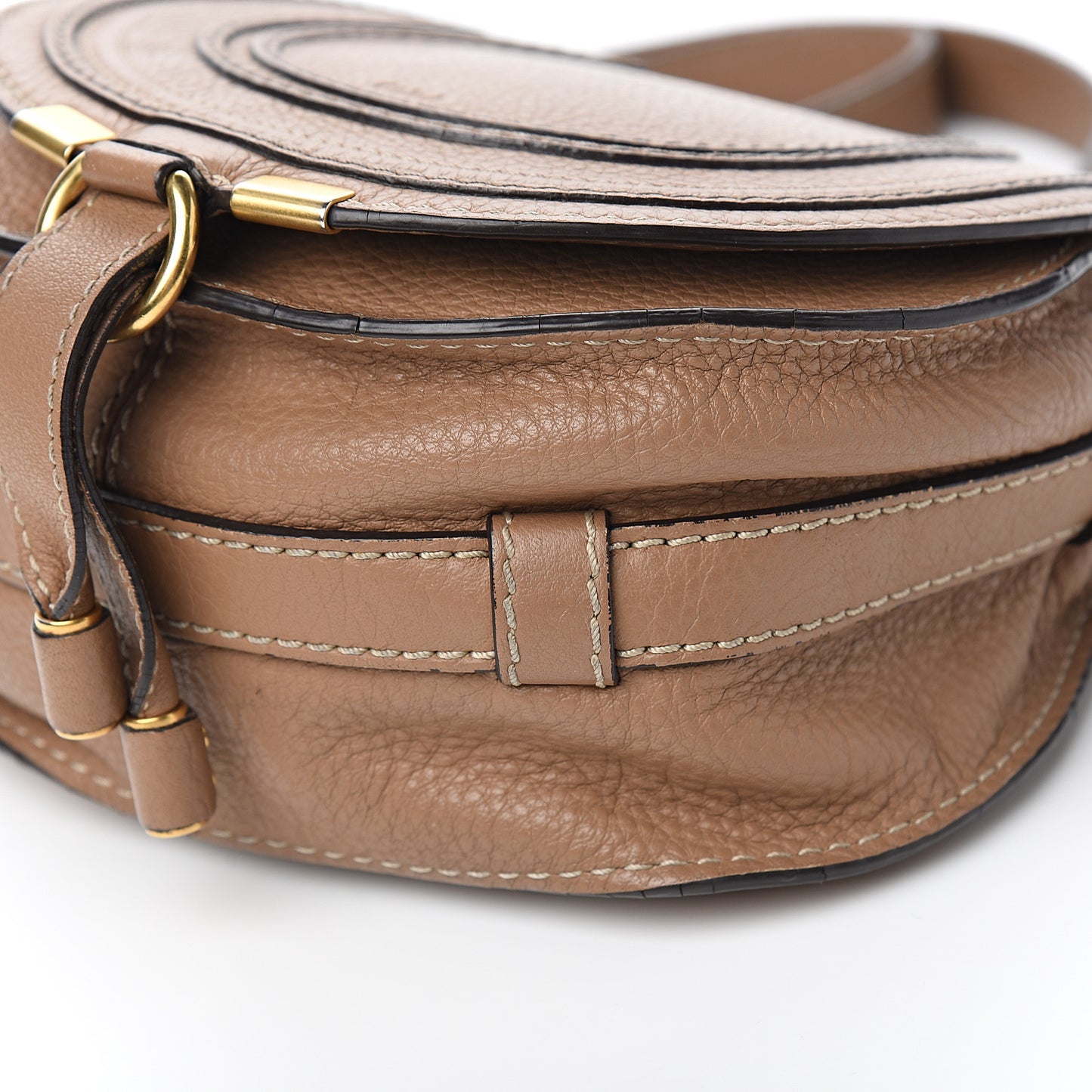 Calfskin Mini Marcie Round Crossbody Bag Nut