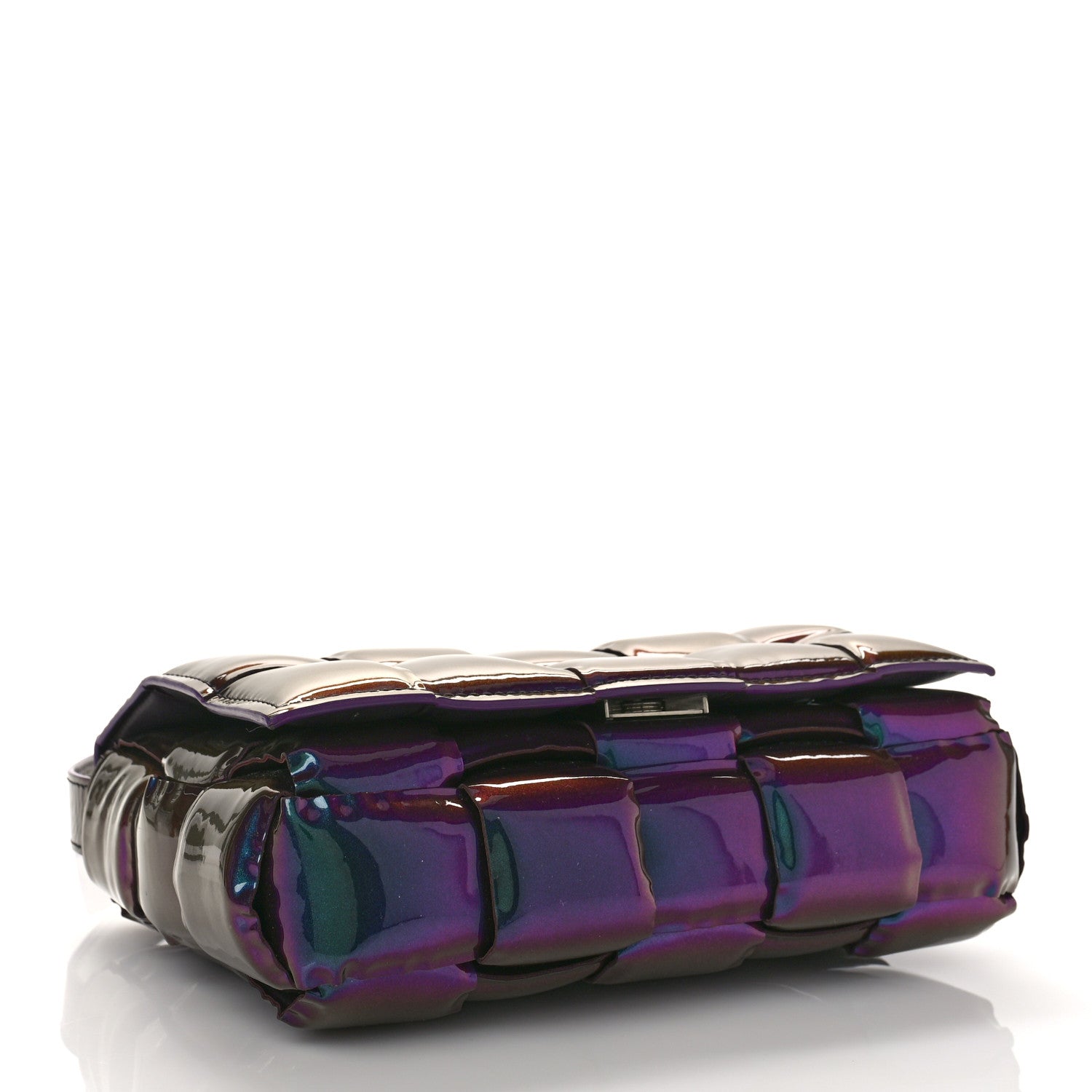 Bottega Veneta Glossy Nail Polish Nappa Maxi Intreccio Padded Cassette Crossbody Bag Holographic 4 of 11