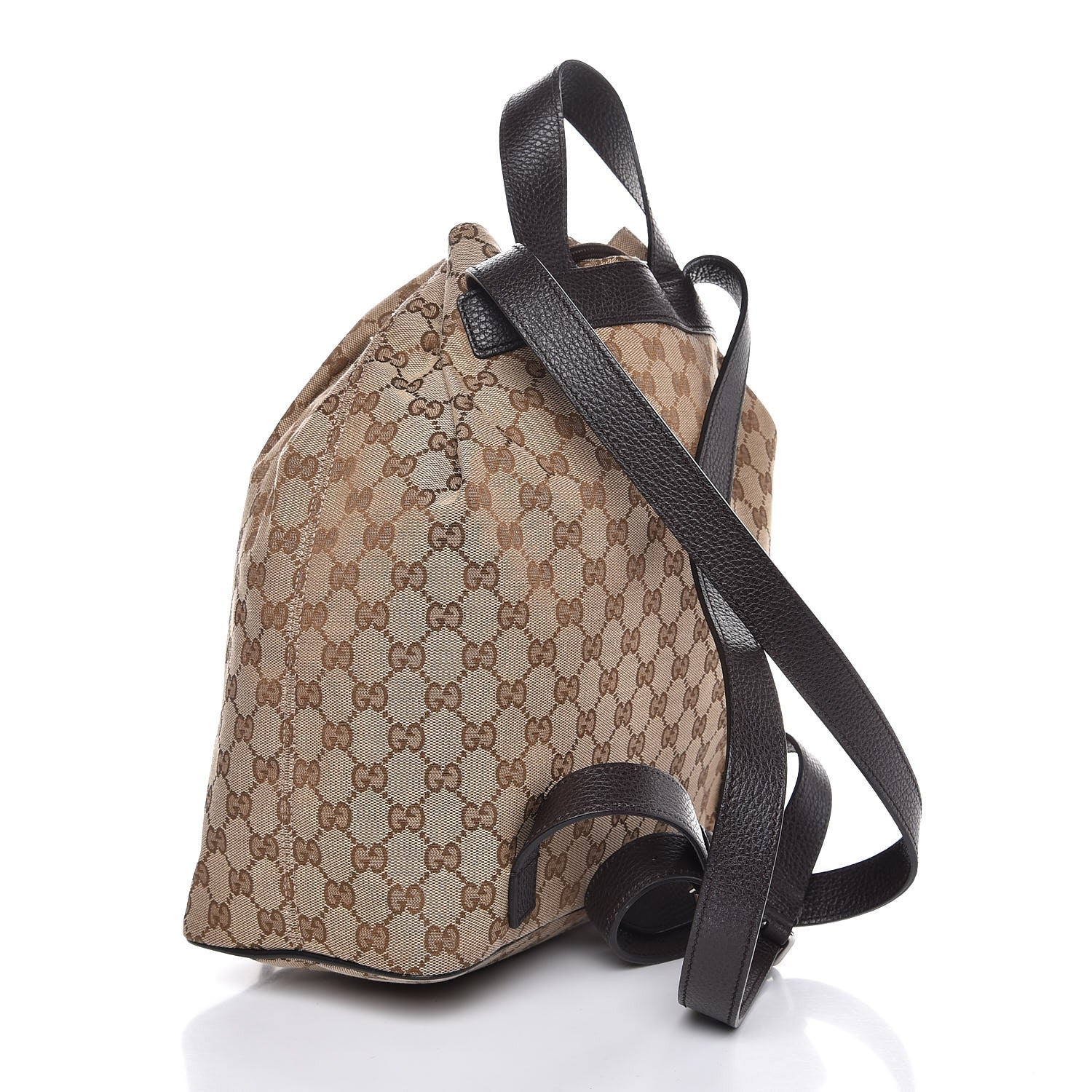 Gucci Monogram Dollar Calfskin O Drawstring Backpack Beige Ebony Testa di Moro Dark Chocolate 3 of 7