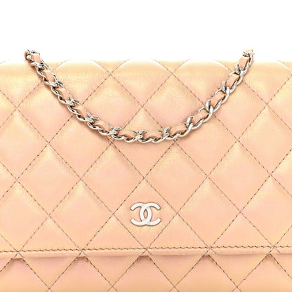 Chanel Iridescent Calfskin Quilted Wallet on Chain WOC Pink 5 of 15
