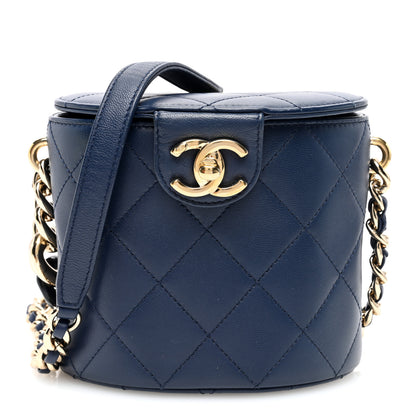 Chanel Lambskin Resin Elegant Chain Vanity Case Blue 1 of 11