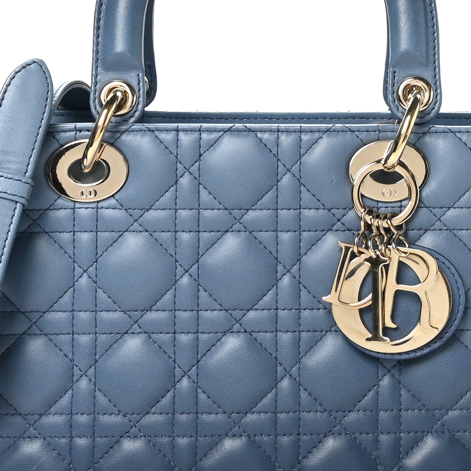Christian Dior Lambskin Cannage Gradient Medium Lady Dior Blue 8 of 13