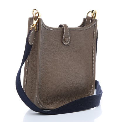 Hermes Taurillon Clemence Amazone Evelyne TPM Etoupe Bleu Indigo 3 of 10