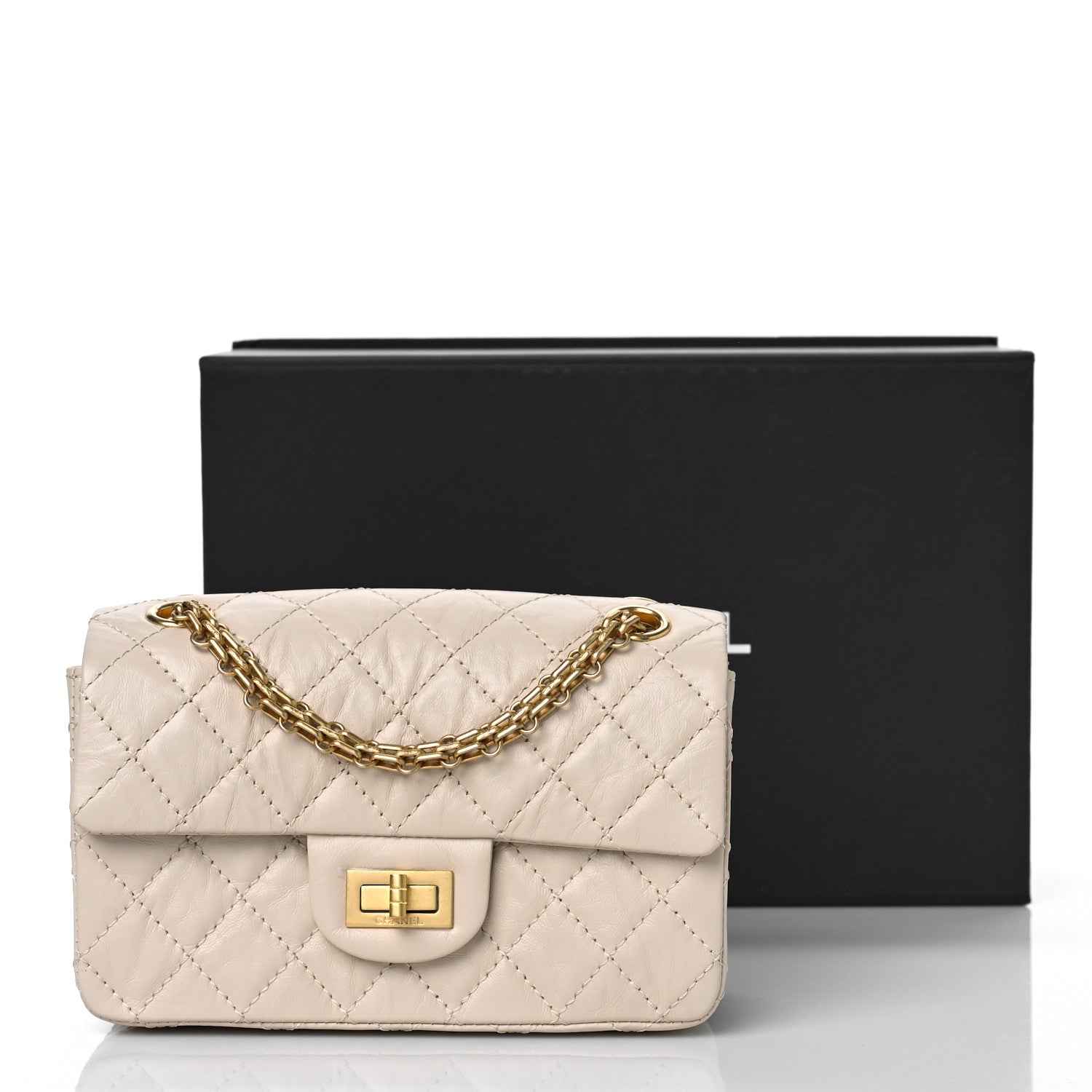 Chanel Aged Calfskin Quilted 2.55 Reissue Mini Flap Ecru 9 of 9