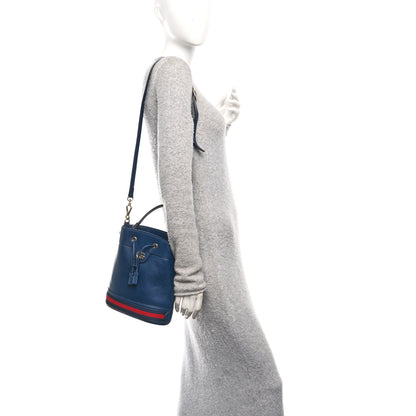 Gucci Soft Textured Calfskin Web Small Ophidia Bucket Bag Blue Agata 2 of 10