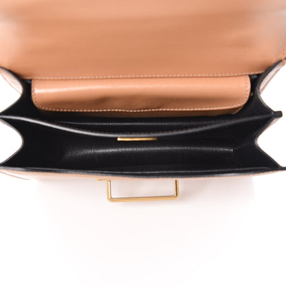 Prada Calfskin Embroidered Cahier Bag Caramel Black 5 of 9