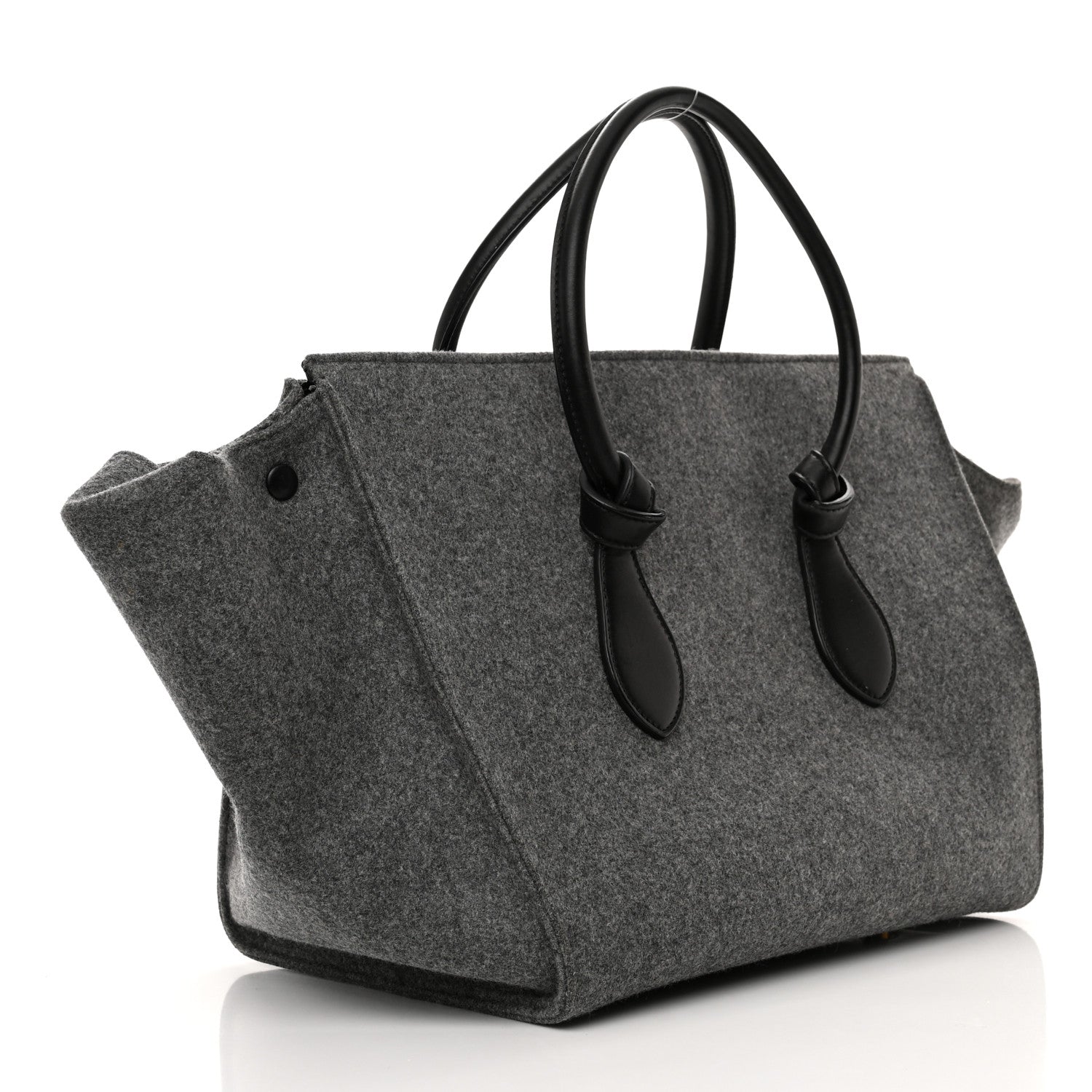 Celine Felt Calfskin Medium Tie Knot Tote Grey Black 3 of 19