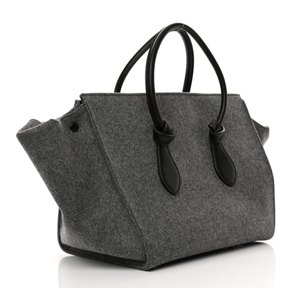 Celine Felt Calfskin Medium Tie Knot Tote Grey Black 3 of 19
