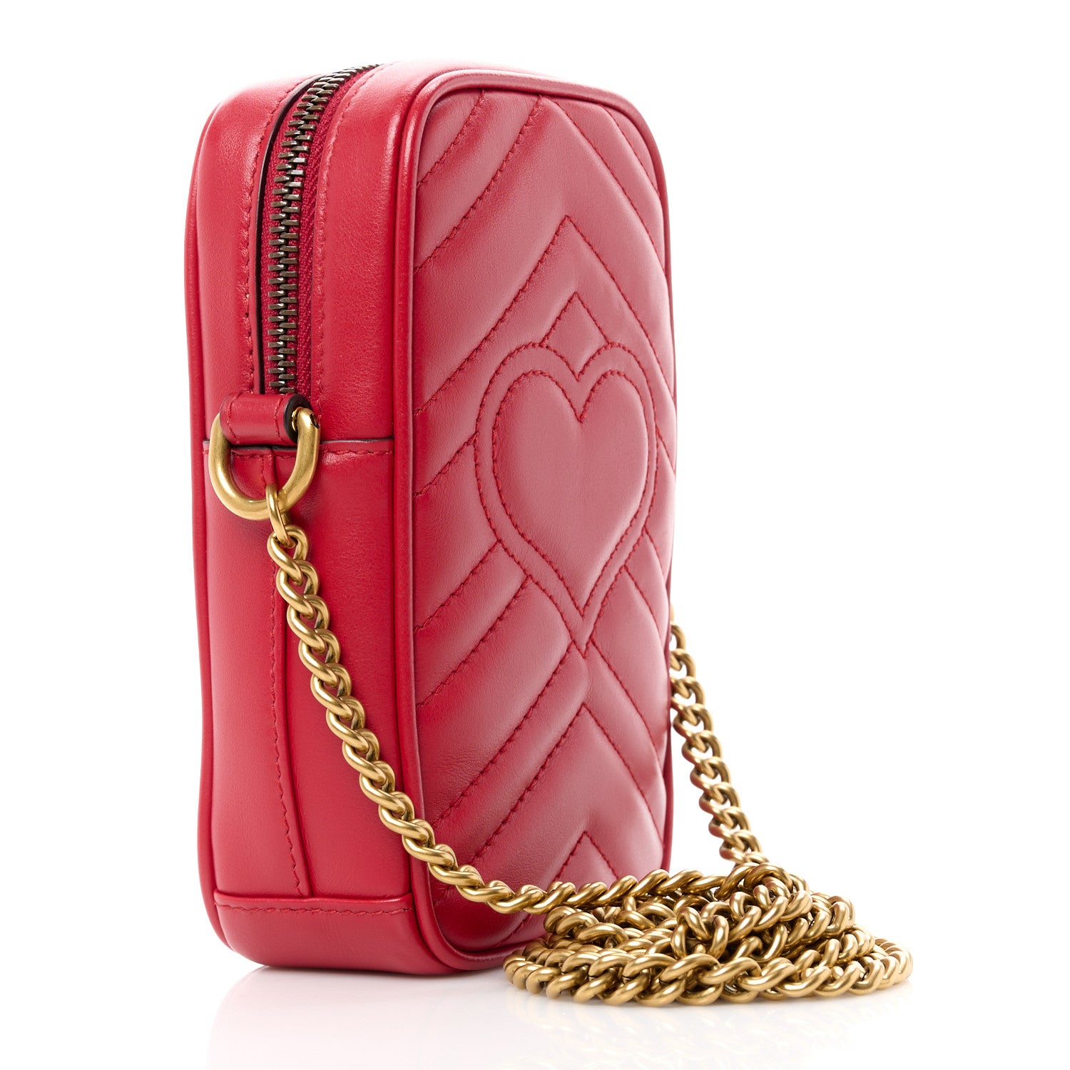 Gucci Calfskin Matelasse Mini GG Marmont Crossbody Bag Hibiscus Red 3 of 11