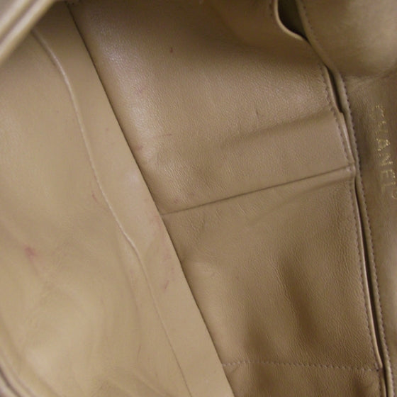 Lambskin East West Chocolate Bar Classic Flap Beige
