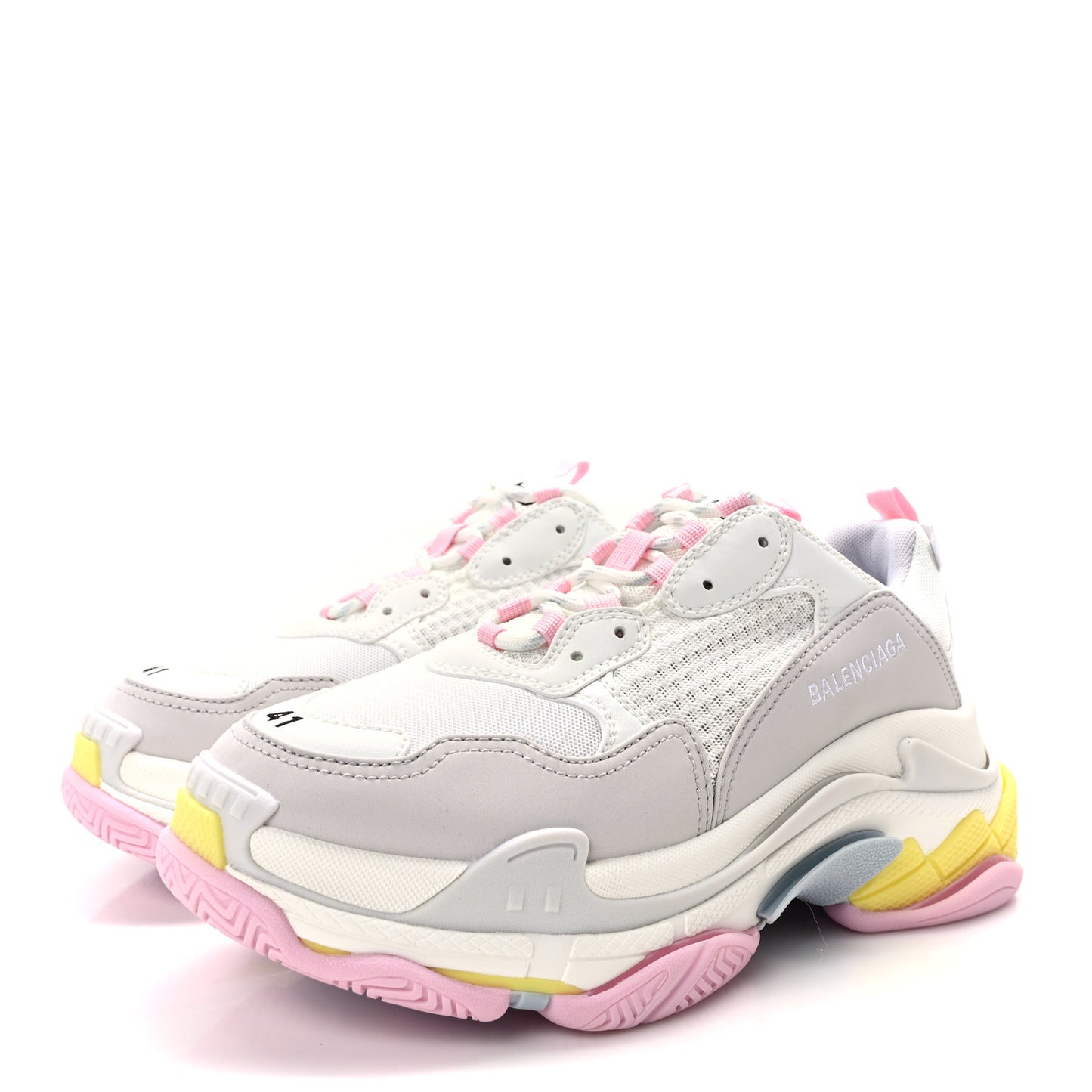 Fabric Mesh Multicolor Womens Triple S Sneakers 41 Yellow Pink Grey White