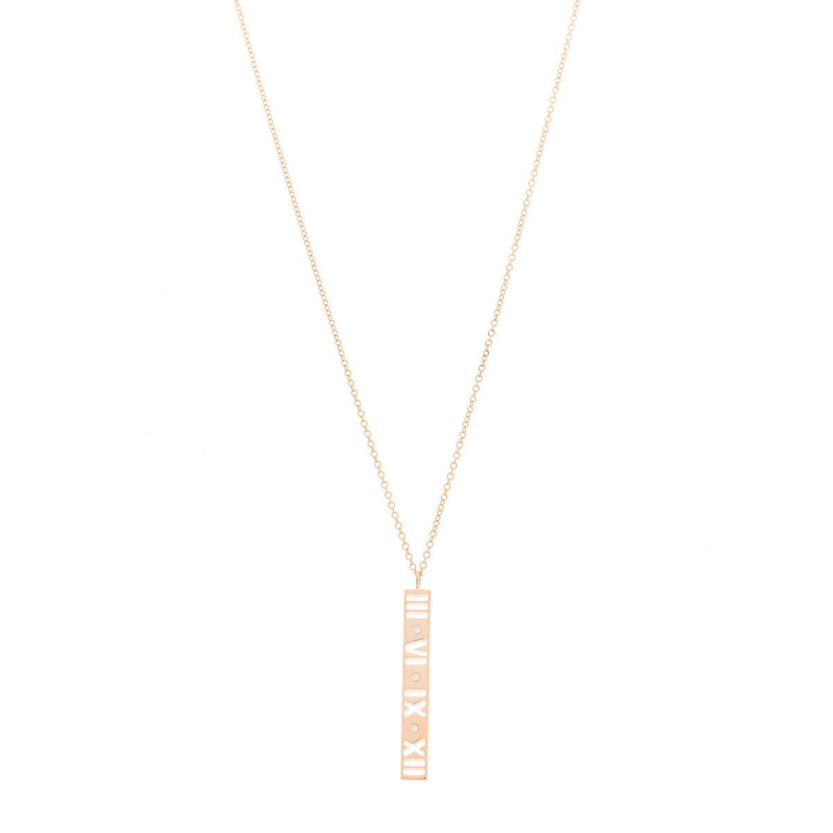 18K Rose Gold Diamond Atlas Bar Pendant Necklace