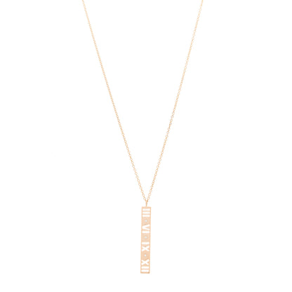 Tiffany 18K Rose Gold Diamond Atlas Bar Pendant Necklace 1 of 5