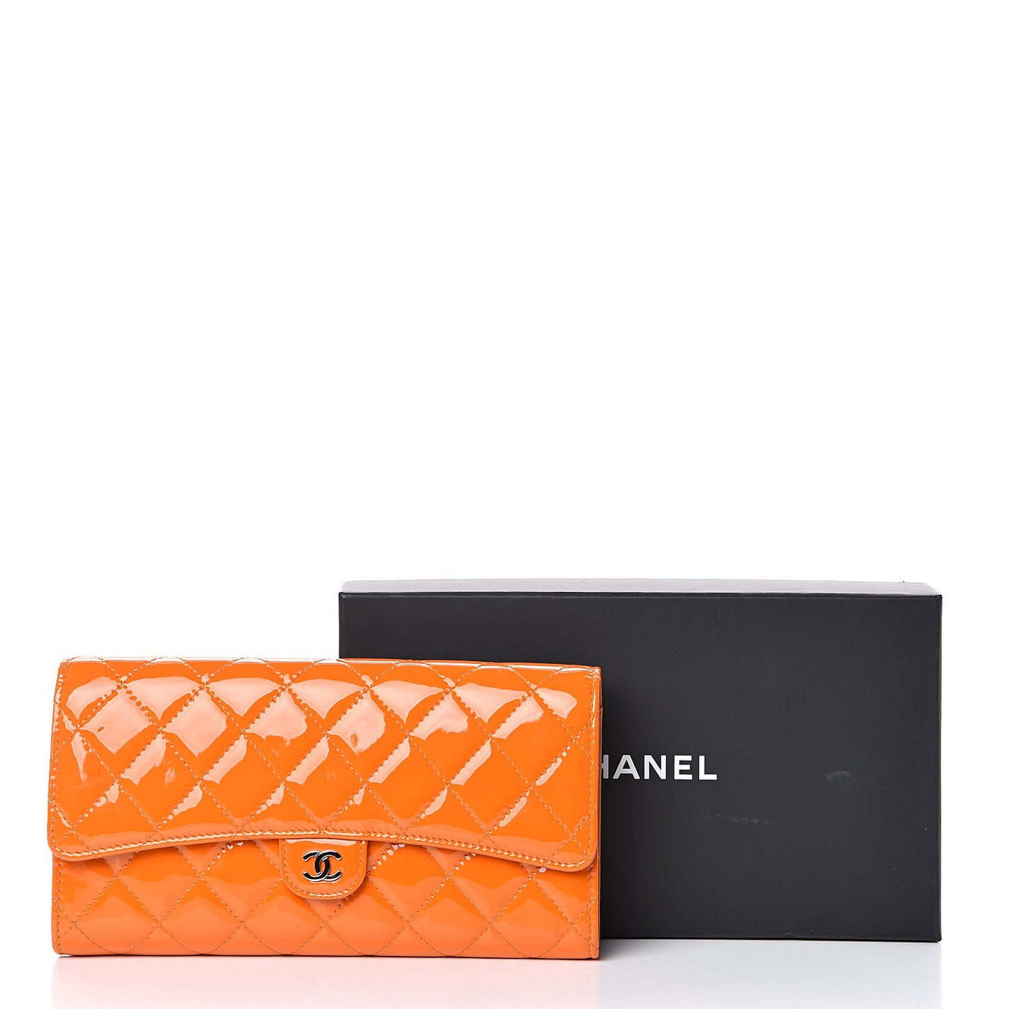 Patent Quilted Travel Wallet Orange