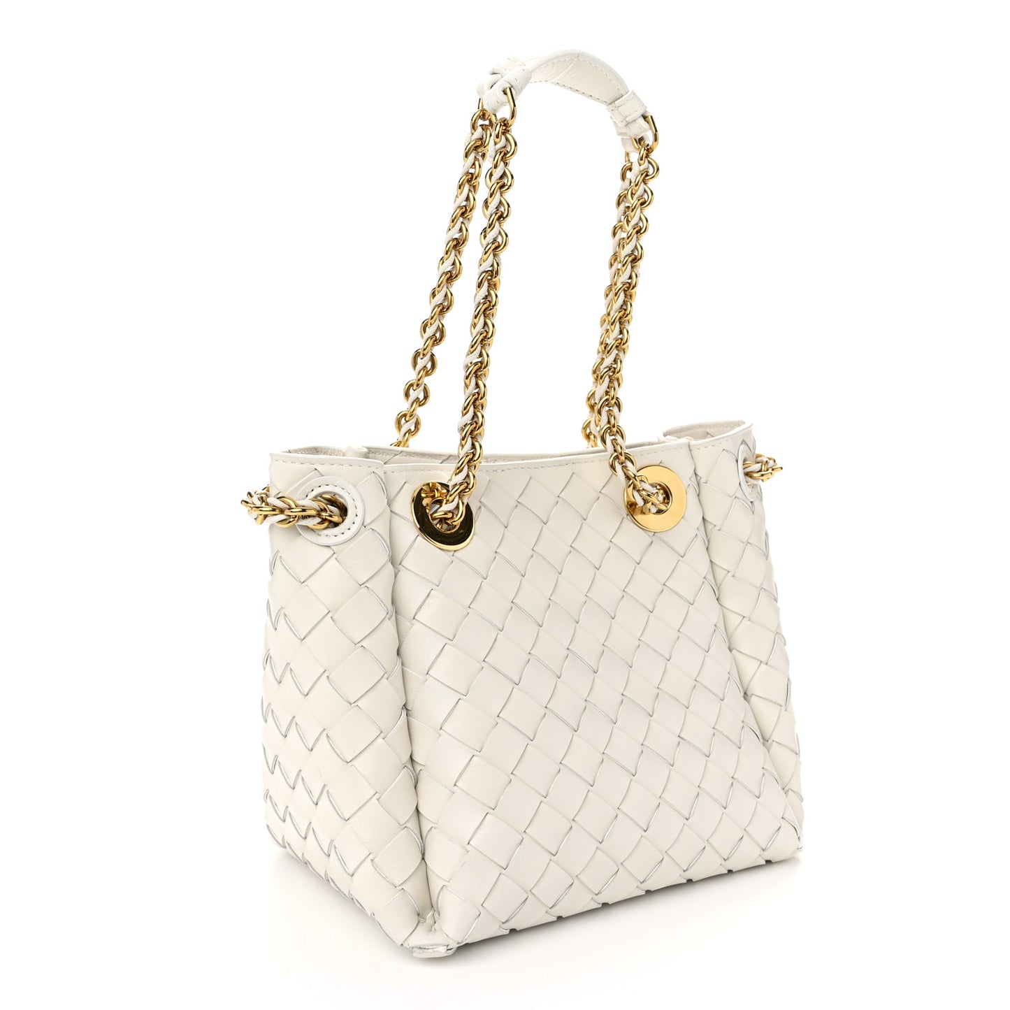 Nappa Intrecciato Small Parachute Chain Shoulder Bag Chalk