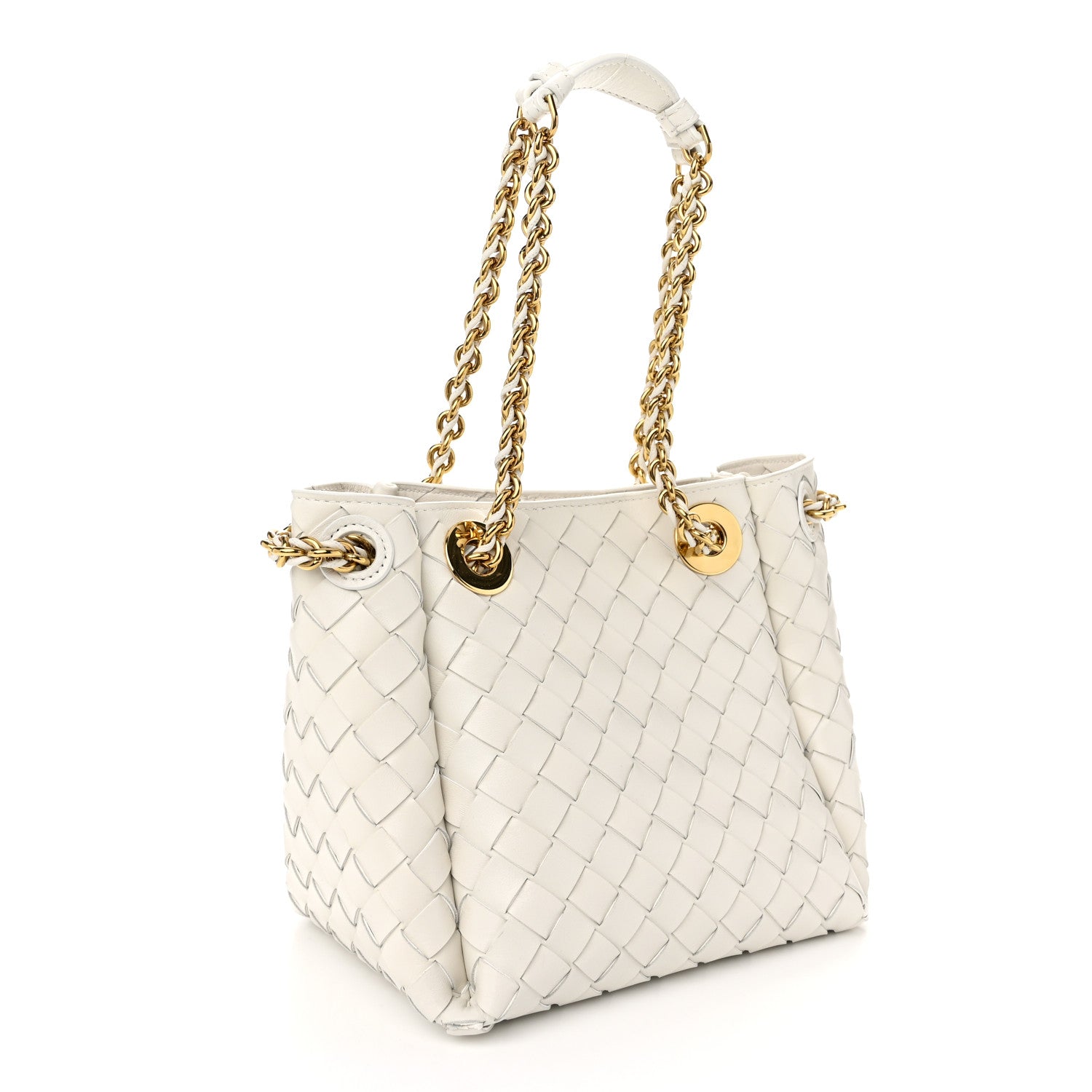 Bottega Veneta Nappa Intrecciato Small Parachute Chain Shoulder Bag Chalk 3 of 9