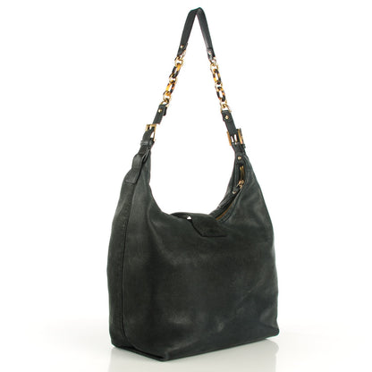Fendi Vitello Savana Forever Hobo Black Tartaruga Natural 2 of 9