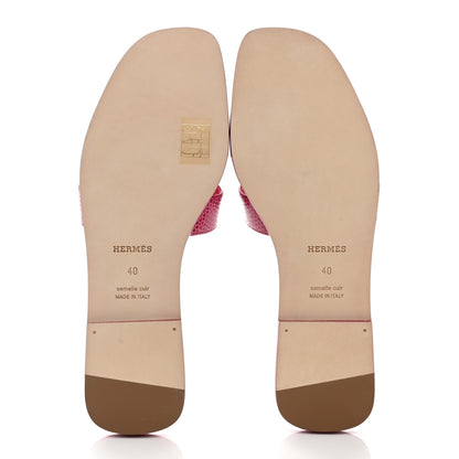 Hermes Lizard Oran Sandals 40 Fuchsia 5 of 9