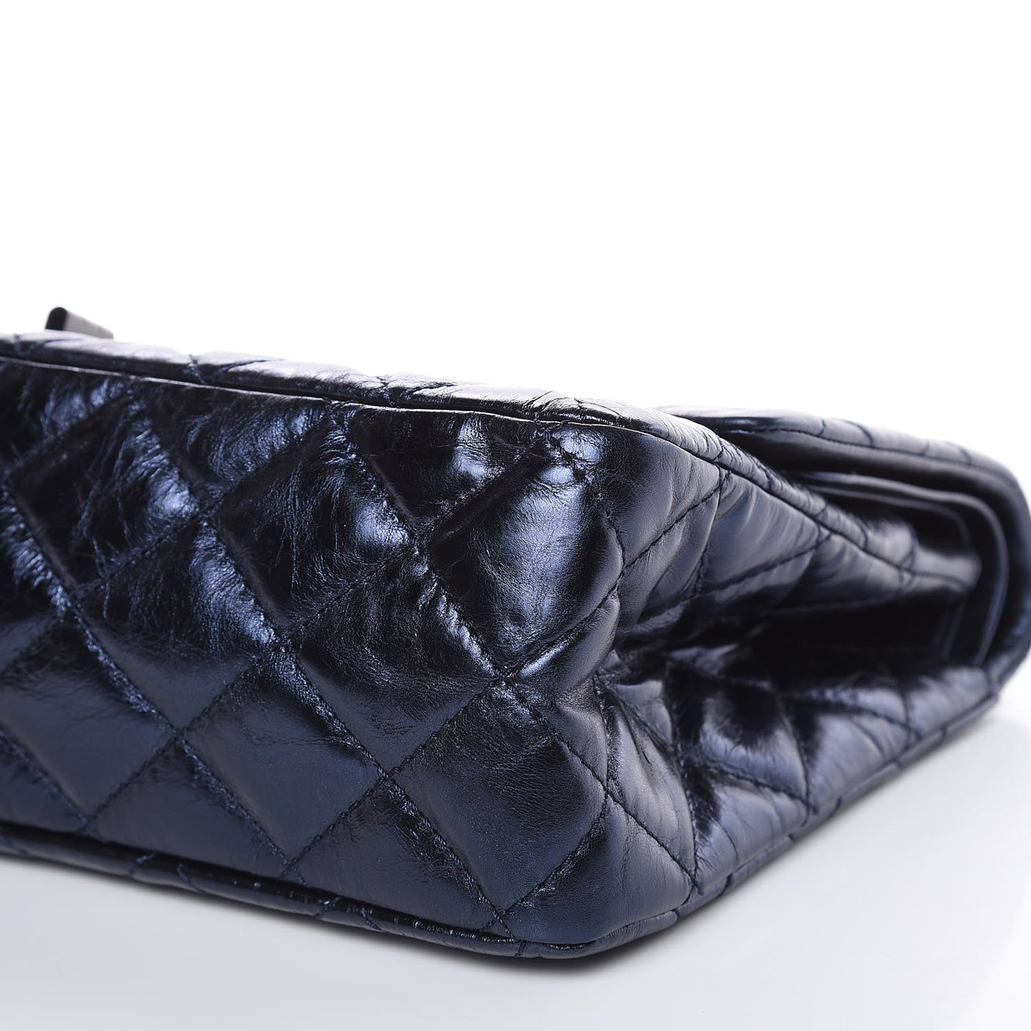 Metallic Aged Calfskin Quilted 2.55 Reissue 227 Flap Dark Navy Blue