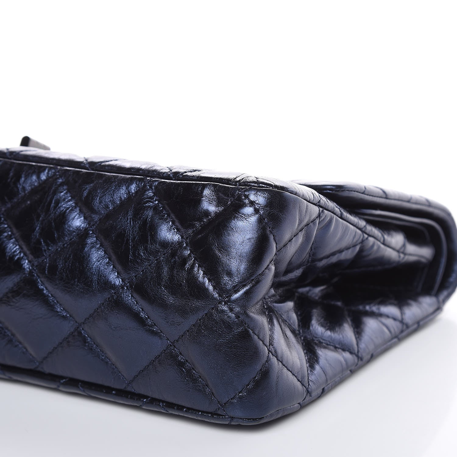 Chanel Metallic Aged Calfskin Quilted 2.55 Reissue 227 Flap Dark Navy Blue 9 of 10