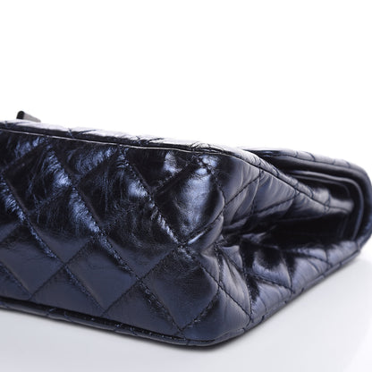 Chanel Metallic Aged Calfskin Quilted 2.55 Reissue 227 Flap Dark Navy Blue 9 of 10