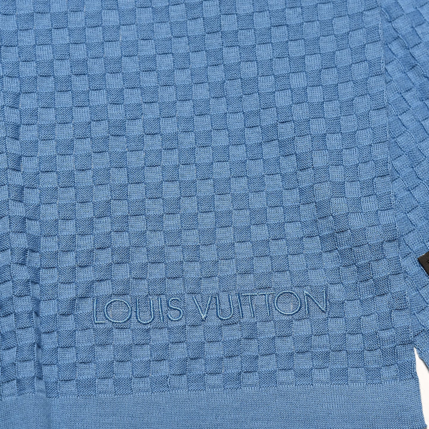 Cotton Cashmere Micro Damier Scarf Blue