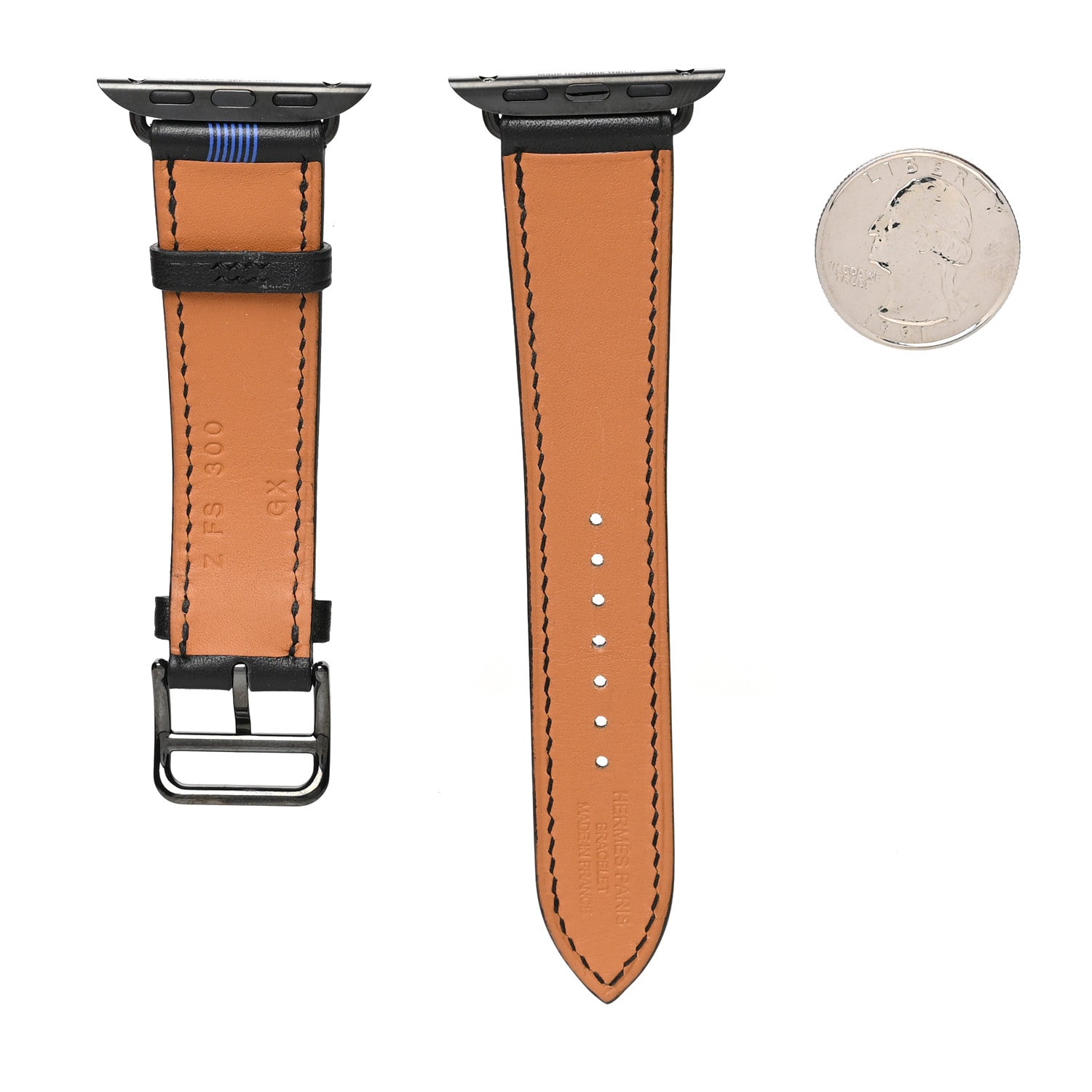 Hermes Swift Circuit 24 45mm Apple Watch Single Tour Band Black Bleu Electrique 2 of 4