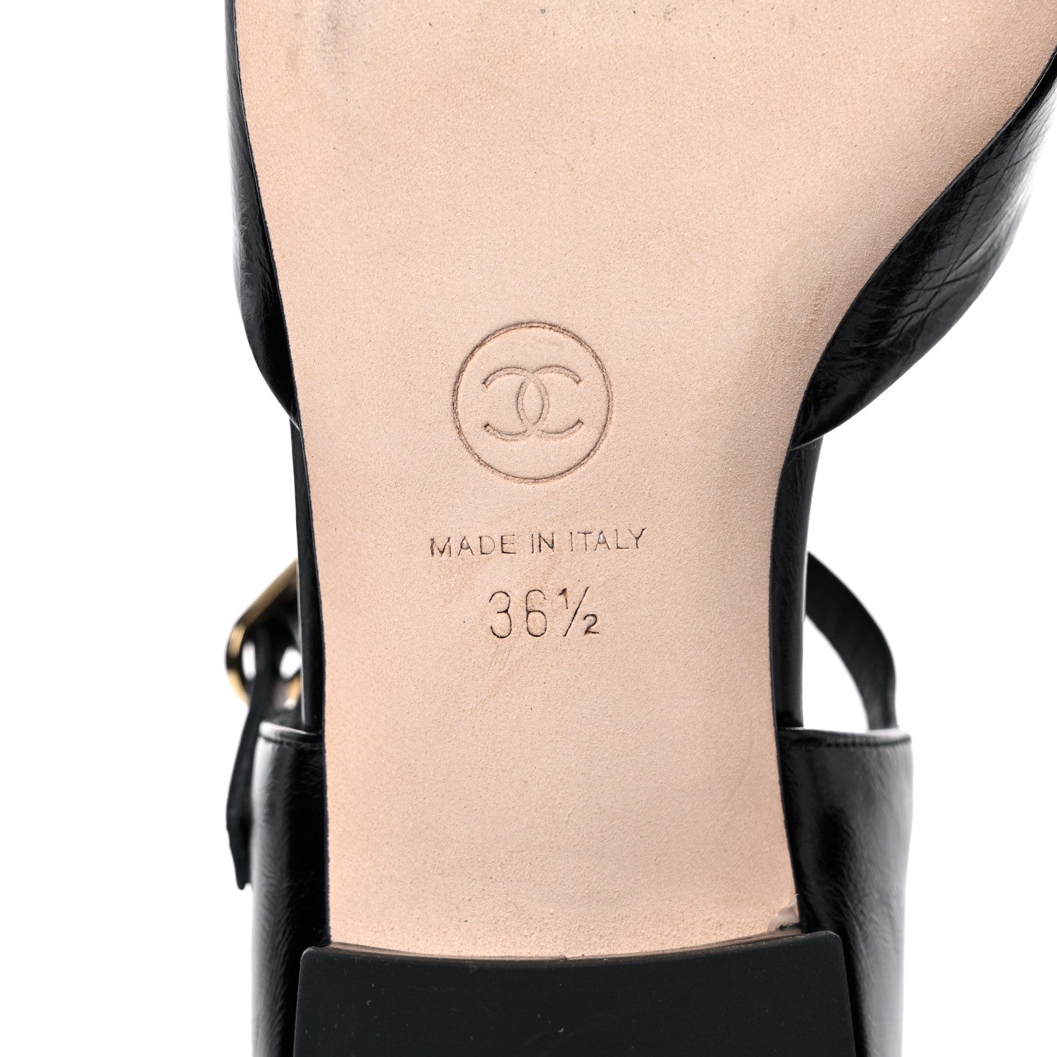 Chanel Glazed Calfskin Patent Cap Toe CC Mary Jane Flats 36.5 Black 7 of 10