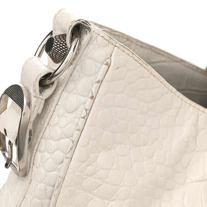 Balenciaga Extra Supple Calfskin Crocodile Embossed Medium Le Cagole Shoulder Bag White 15 of 18