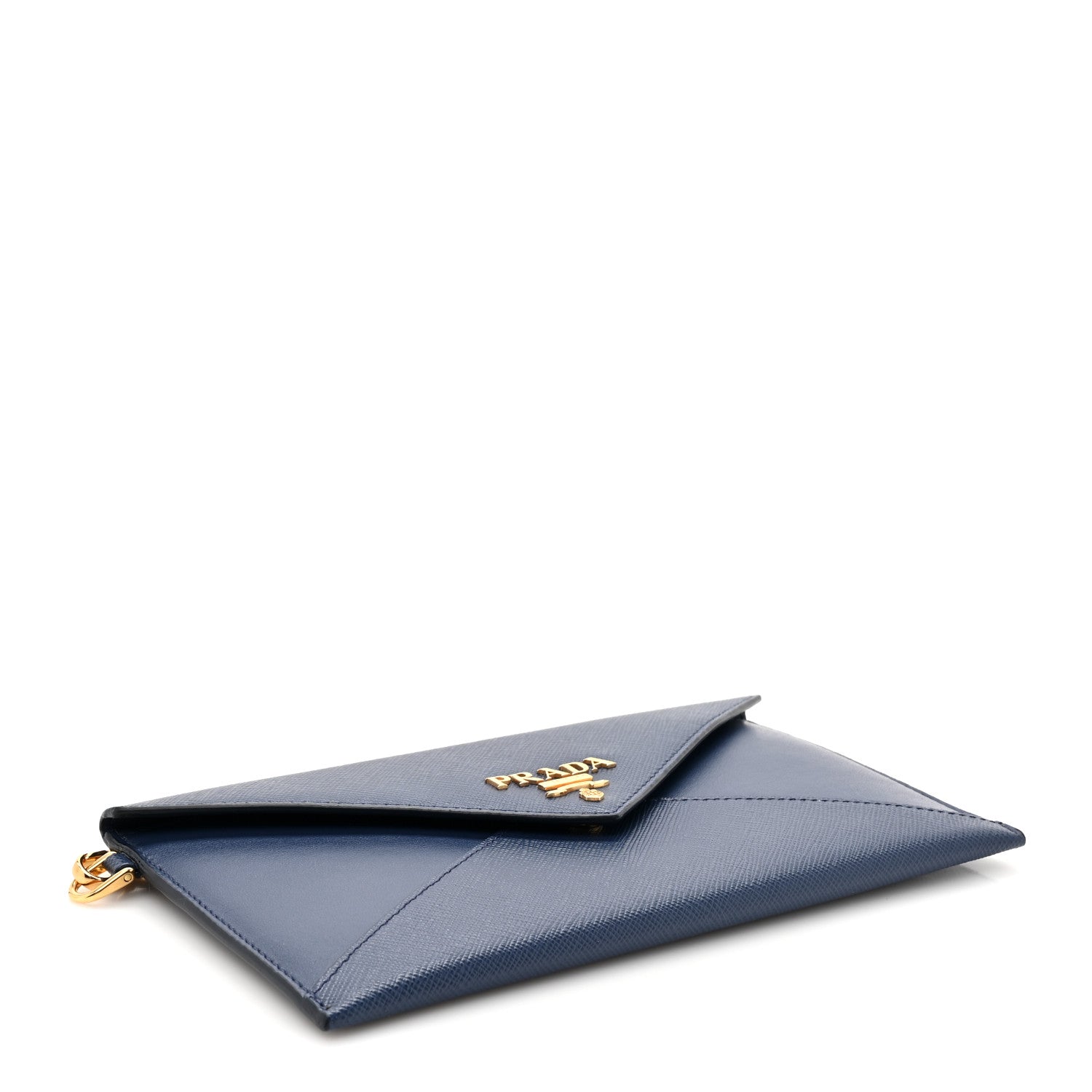 Prada Saffiano City Calf Clutch With Chain Bluette 4 of 9