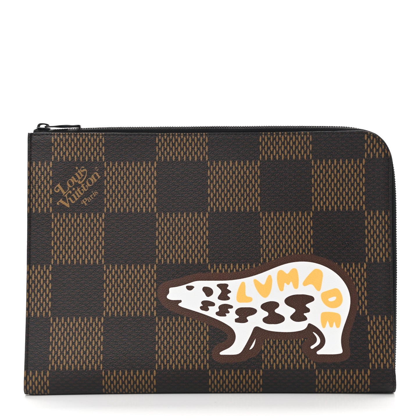 X NIGO Giant Damier Ebene Bear Pochette Jour GM