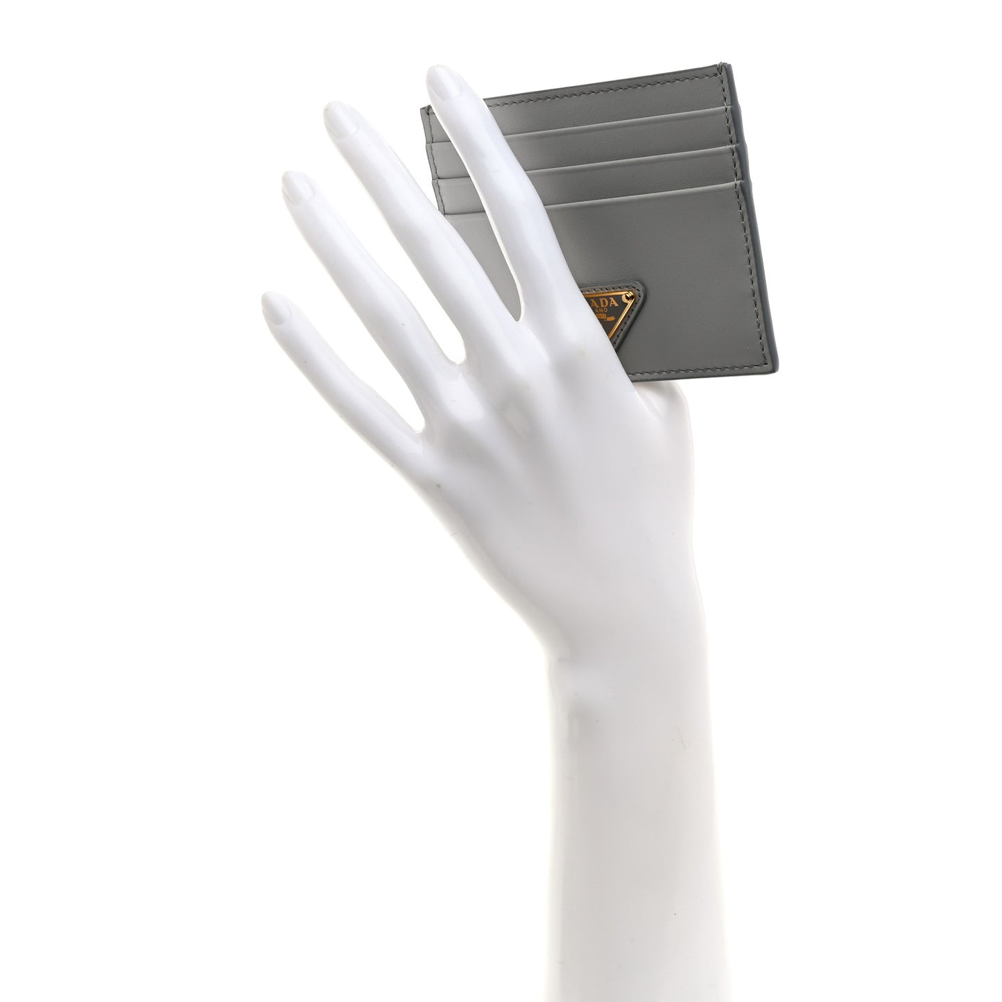 Calfskin Triangle Card Holder Granite Gray