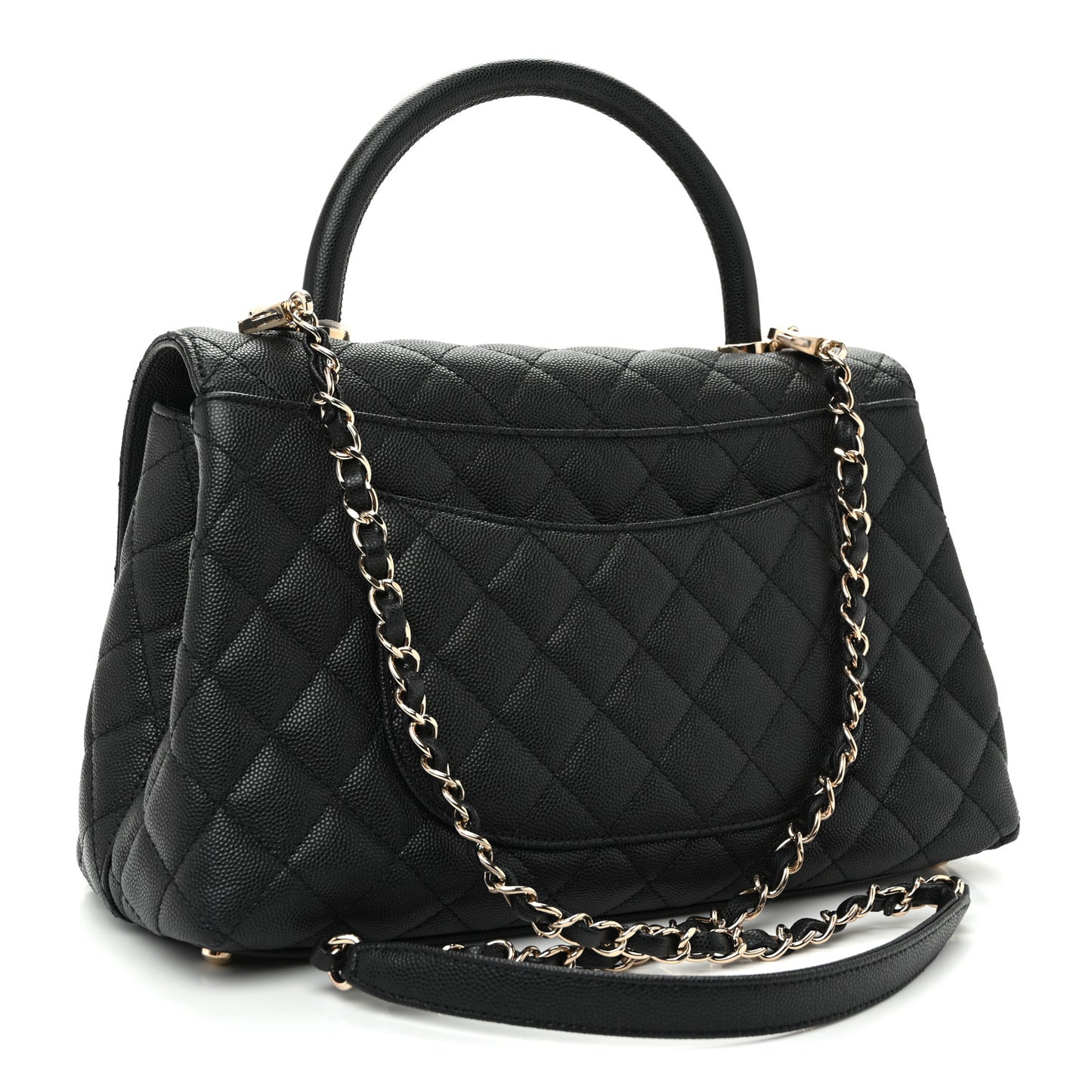 Caviar Quilted Small Coco Handle Flap Black