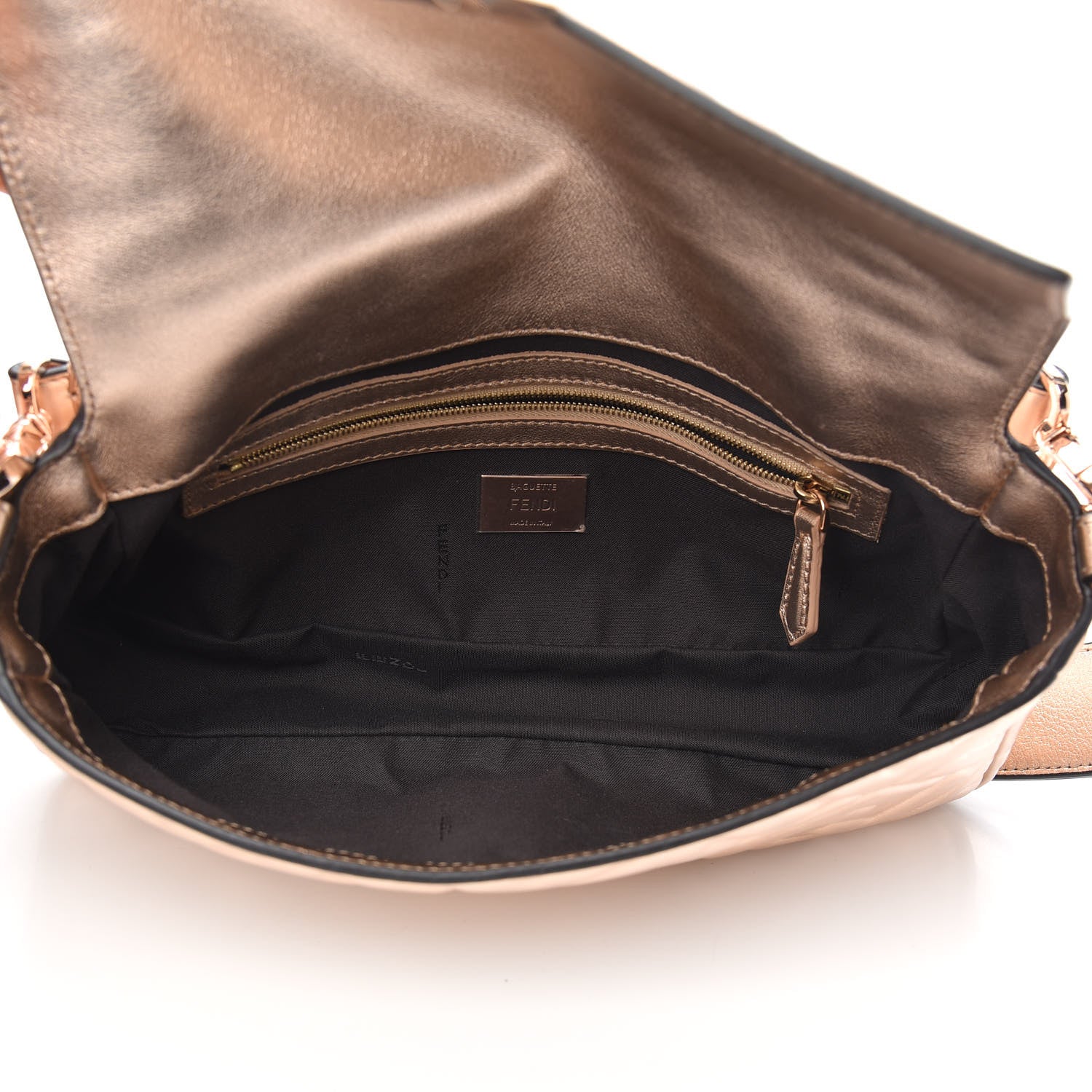 Fendi Vitello Laminato FF 1974 Embossed Baguette Rame 5 of 9