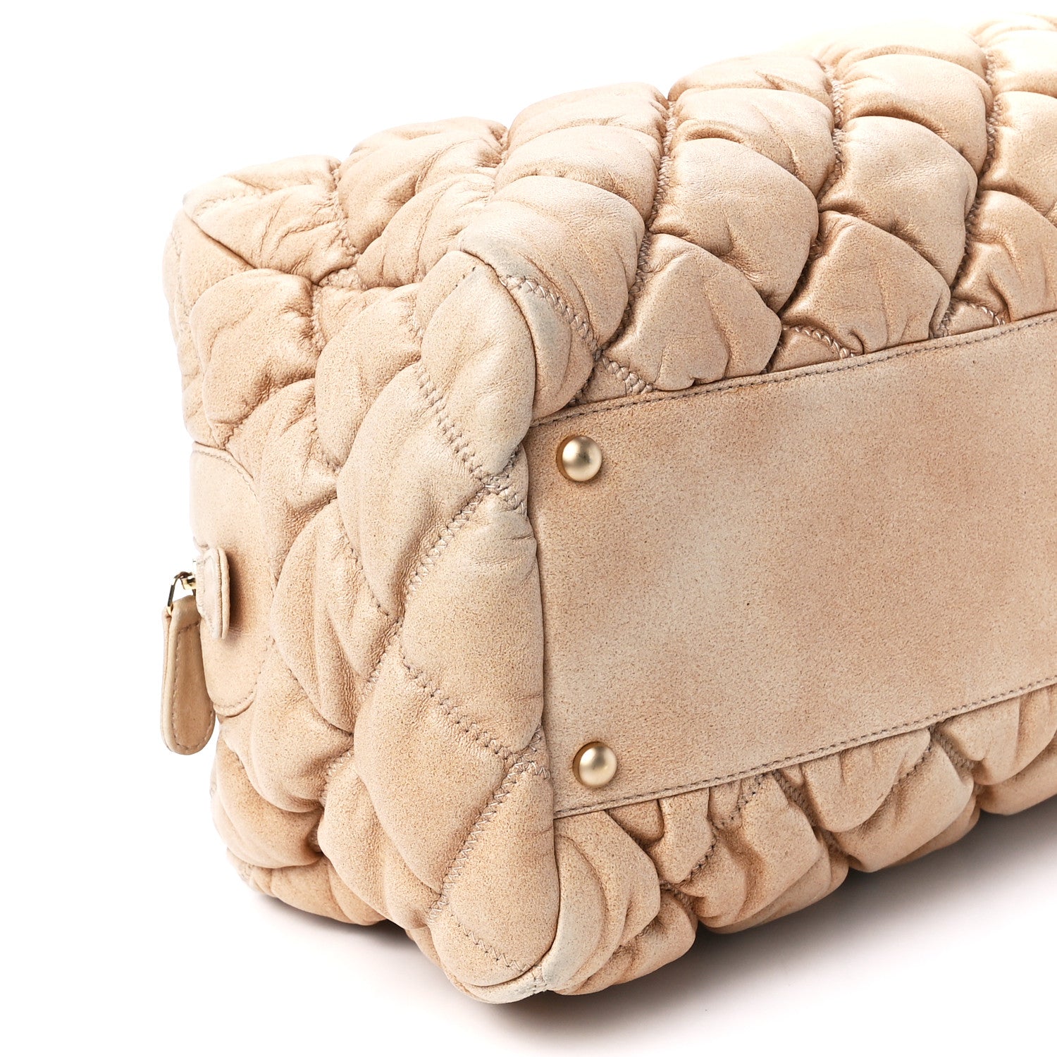 Chanel Lambskin Bubble Quilt Bowler Beige 10 of 11