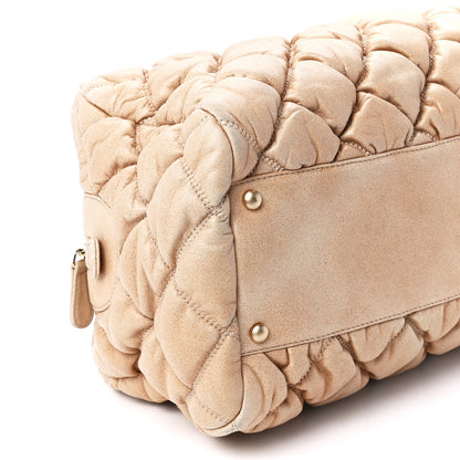 Chanel Lambskin Bubble Quilt Bowler Beige 10 of 11