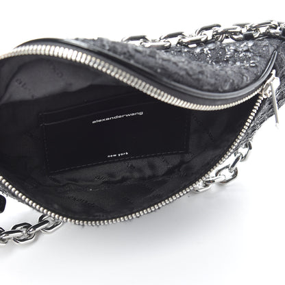 Alexander Wang Patent Tweed Chain Embellished Attica Belt Bag Black 5 of 9