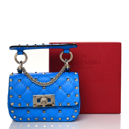 Valentino Garavani Calfskin Micro Rockstud Spike Shoulder Bag Blue Fluo 10 of 10