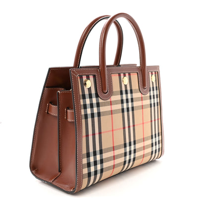 Burberry Calfskin Vintage Check Mini Two Handle Title Bag Archive Beige 3 of 9