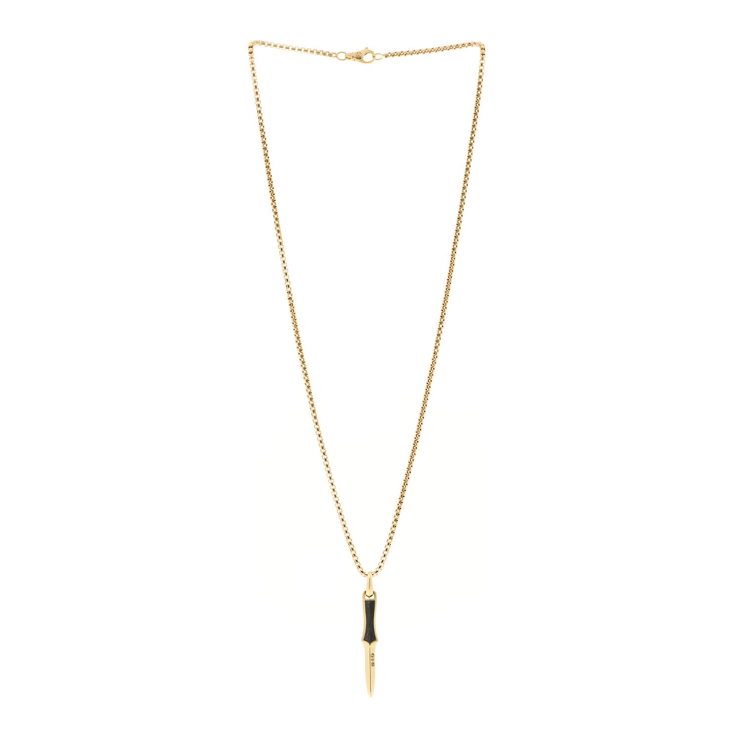David Yurman 18K Yellow Gold Forged Carbon Dagger Amulet Pendant Necklace 3 of 5