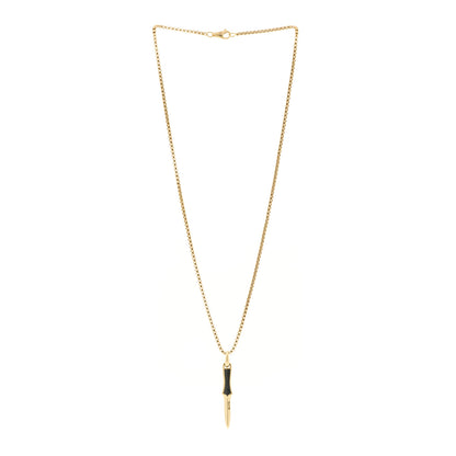 David Yurman 18K Yellow Gold Forged Carbon Dagger Amulet Pendant Necklace 3 of 5