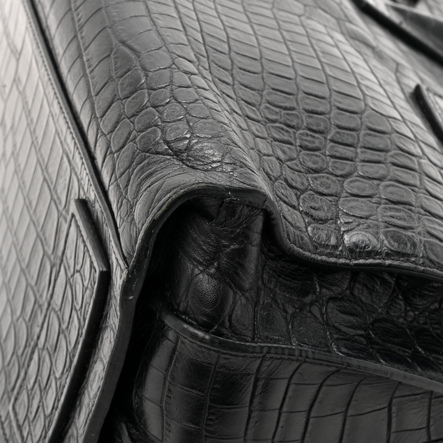 Saint Laurent Calfskin Crocodile Embossed Small Sac de Jour Black 13 of 20