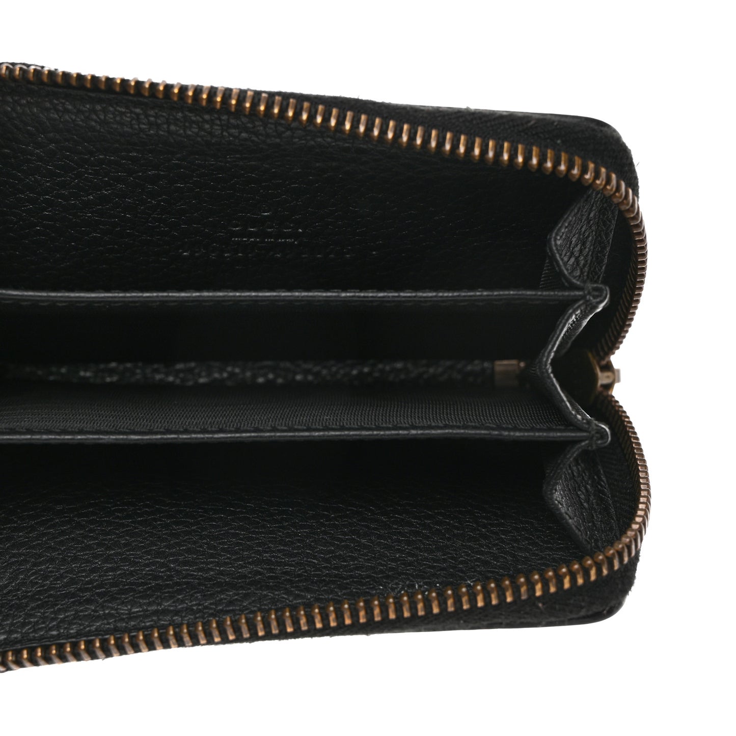 Calfskin Logo Zip Around Card Case Black