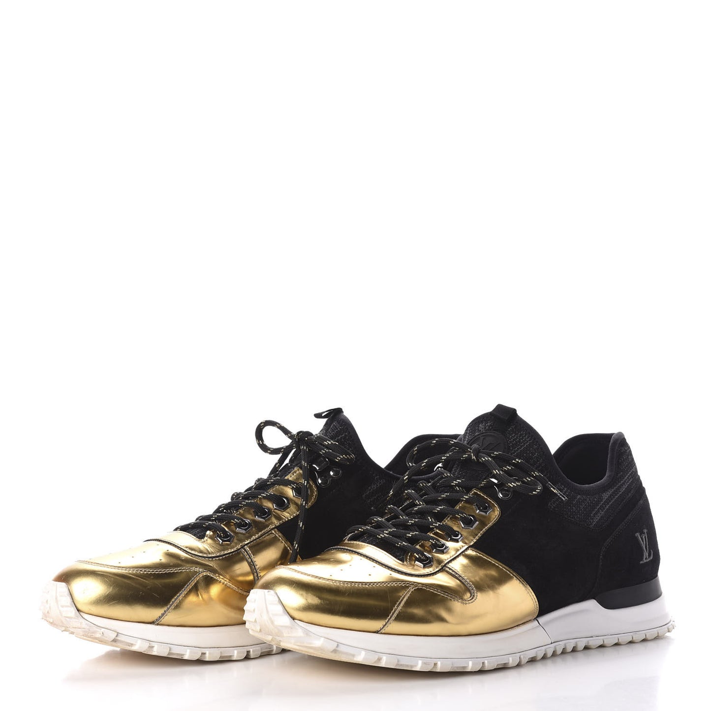 Metallic Patent Suede Run Away Sneakers 10.5 Black