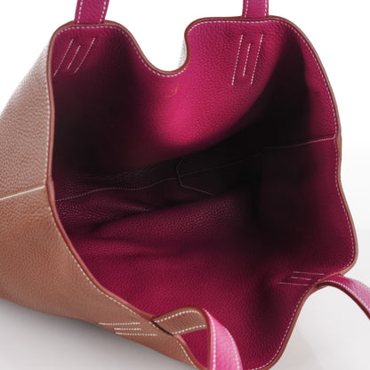 Hermes Taurillon Clemence Double Sens 36 Reversible Tote Marron Tosca 5 of 8