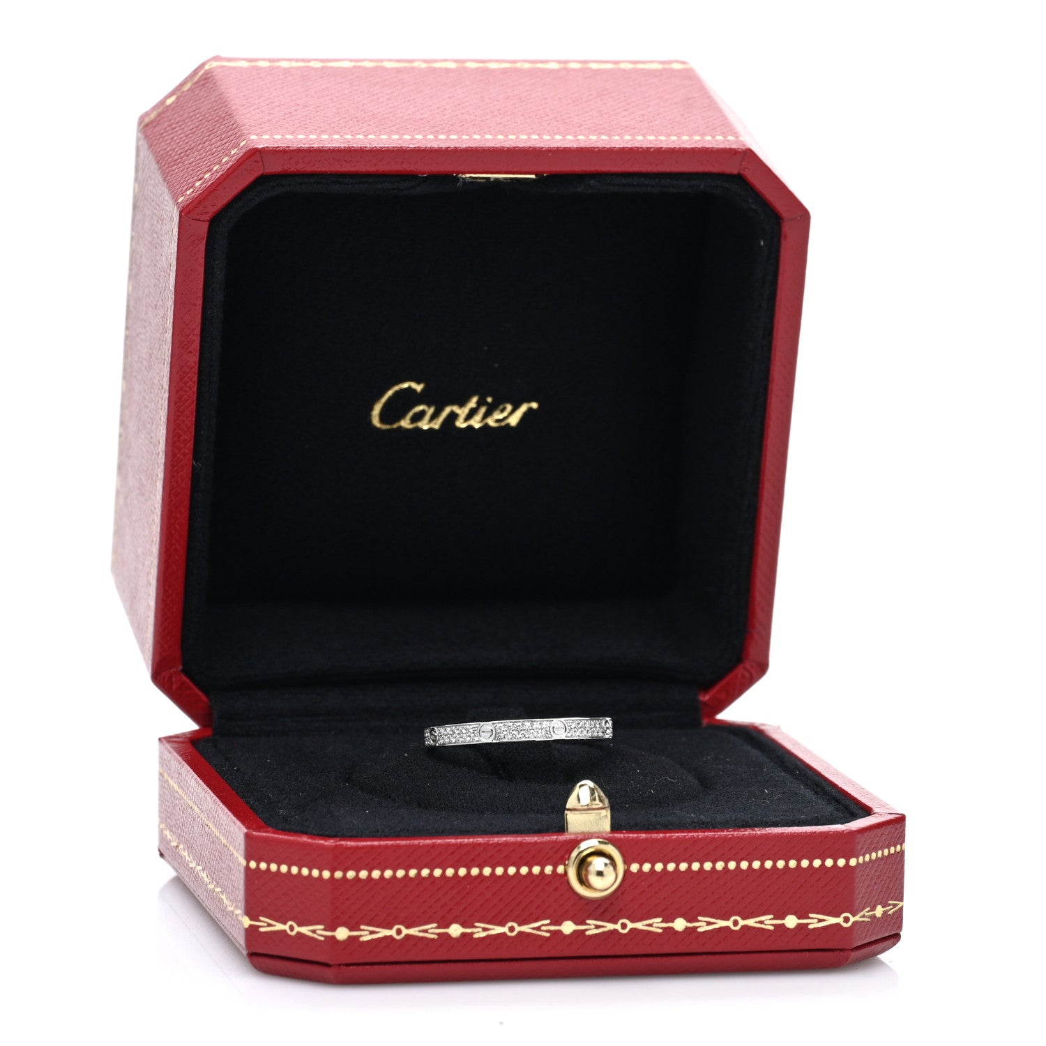 Cartier 18K White Gold Diamond 2.6mm LOVE Paved Band Ring 61 9.5 5 of 5