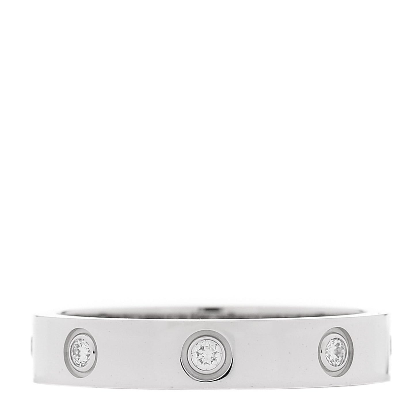 18K White Gold 8 Diamond 4mm Wedding Band LOVE Ring 57 8
