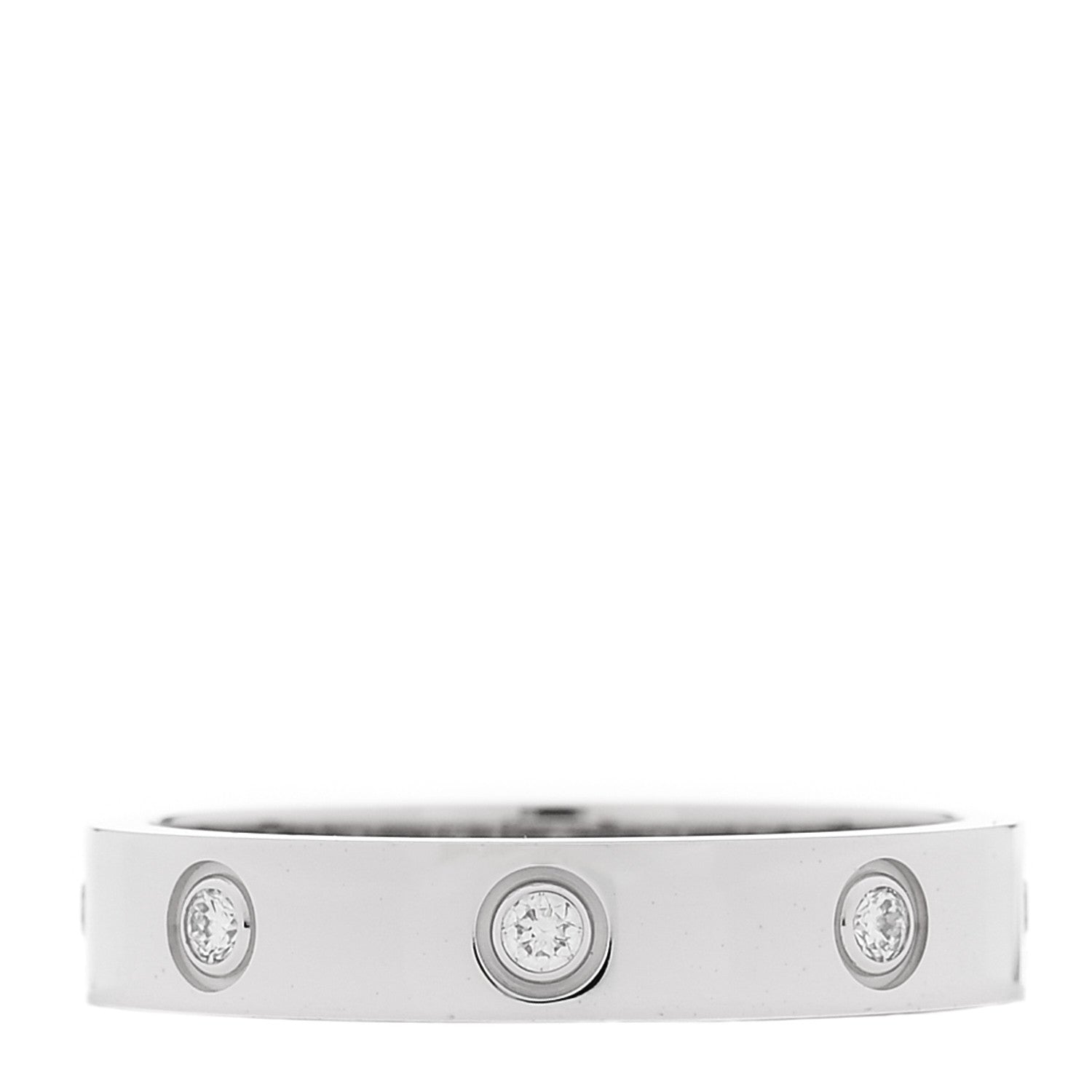 Cartier 18K White Gold 8 Diamond 4mm Wedding Band LOVE Ring 57 8 3 of 4